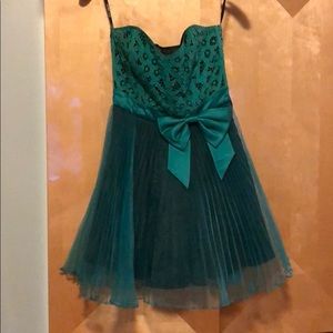 Teal Lace Corset Mini Dress Betsy Johnson Size 2